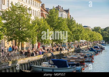 La Danimarca,Zelanda,Copenhagen,quartiere Christianshavn,banchine Overgaden Neden Vandet Foto Stock