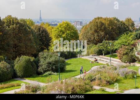 Francia,Parigi,vista del parco di Belleville da rue des Envierges Foto Stock