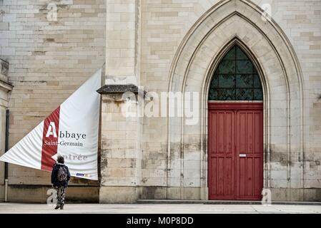 Francia,Yonne,Auxerre,Place Saint Germain,Saint Germain abbey,abbazia benedettina fondata nel V secolo Foto Stock