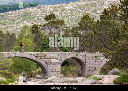 Francia,Lozere,Les Causses et les Cévennes,paesaggio culturale del Mediterraneo agro pastorizia,elencati come patrimonio mondiale dall UNESCO,Parco Nazionale delle Cévennes,elencati come Riserva della Biosfera dall'UNESCO,Mas Camargues,ponte del Tarn sulla GR72 Foto Stock