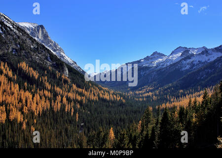 Vista di uragano superiore Creek e la Wallowa Mountains nella parte orientale della Oregon. Foto Stock