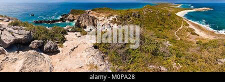 Francia,dei Caraibi, French West Indies, Guadalupa,Grande-Terre,Saint-François,vista panoramica della Pointe des Châteaux verso il cuore di Grande-Terre Foto Stock