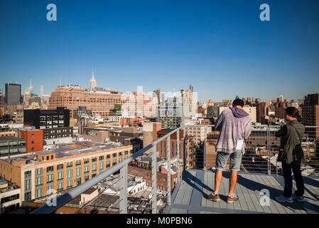 Stati Uniti,New York,New York City,Lower Manhattan,vista in elevazione da Whitney Museum roofdeck Foto Stock