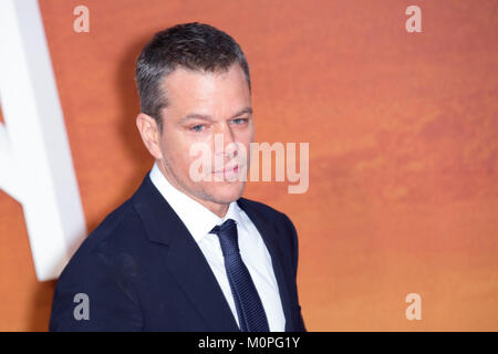 Londra, UK, 24 settembre 2015, Matt Damon , Premiere Europeo di 'Il marziano' all'Odeon Leicester Square. Mariusz Goslicki/Alamy Foto Stock