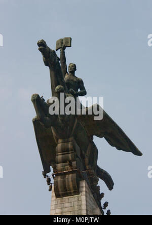 Chollima statua equestre, Provincia di Pyongan, Pyongyang, Corea del Nord Foto Stock