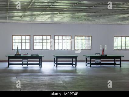 L'edificio dove l'armistizio è stato firmato oggi sede della Corea del Nord la pace museo, Nord provincia Hwanghae, Panmunjom, Corea del Nord Foto Stock