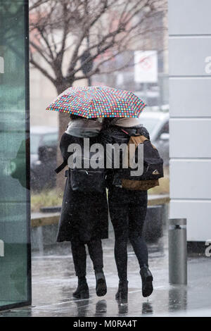 Londra, Regno Unito. 24 gen 2018. Regno Unito Meteo: Heavy Rain e venti hits central London. Credito: Guy Corbishley/Alamy Live News Foto Stock