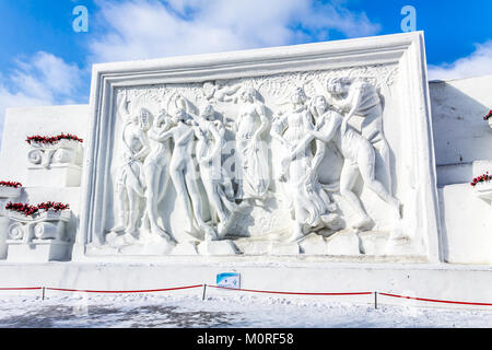 Harbin, Cina - Febbraio 2013: sculture di neve nel venticinquesimo Cina Harbin Sun Island International Snow Sculpture Art Expo. Situato nella città di Harbin, Heil Foto Stock