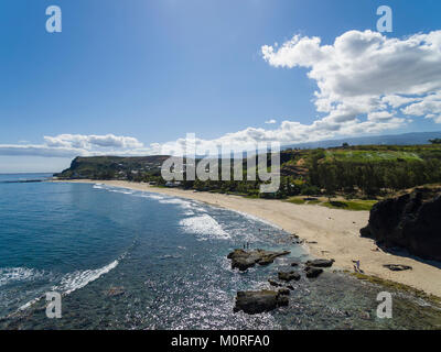 Reunion, West Coast, Grand Fond, spiaggia Plage de Boucan non possono, vista aerea Foto Stock