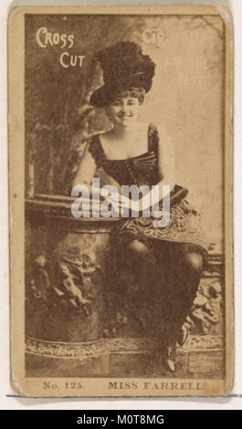 La carta numero 125 della serie "Actors and Actresses" (N145-2) di Duke Sons & Co. Presenta Miss Farrell, un'attrice che promuove le sigarette Cross Cut. Questa carta d'epoca rappresenta la pubblicità dei primi anni del XX secolo nella promozione del tabacco. Foto Stock