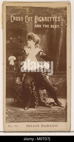 Questa carta presenta Billie Barlow, un'attrice della serie "Actors and Actresses" (N145-2), emessa da Duke Sons & Co. Per promuovere le sigarette Cross Cut. La carta mostra la sua immagine dell'inizio del XX secolo come parte di una serie di sigarette da collezione. Foto Stock