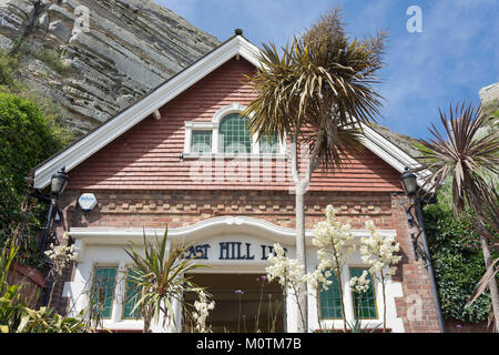Ingresso est collina stazione di sollevamento, Rock-A-strada Nore, Hastings, East Sussex, England, Regno Unito Foto Stock