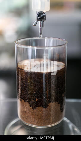 Filtrato a freddo gocciolare caffè al Comune di biancospino Cafe a Melbourne Foto Stock