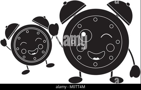 Cartoon kawaii due clock Tempo di allarme Illustrazione Vettoriale