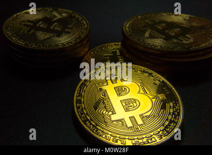 Bitcoin macro segno di simbolo di close-up Foto Stock