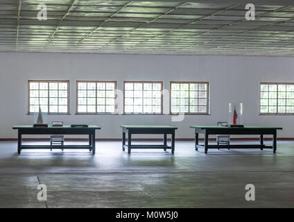 L'edificio dove l'armistizio è stato firmato oggi sede della Corea del Nord la pace museo, Nord provincia Hwanghae, Panmunjom, Corea del Nord Foto Stock