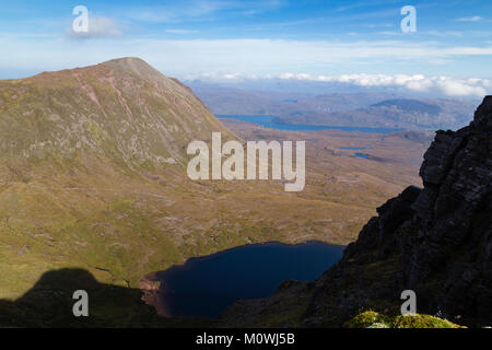 La vista dalla Quinag, una montagna nel nord ovest Highlands della Scozia Foto Stock