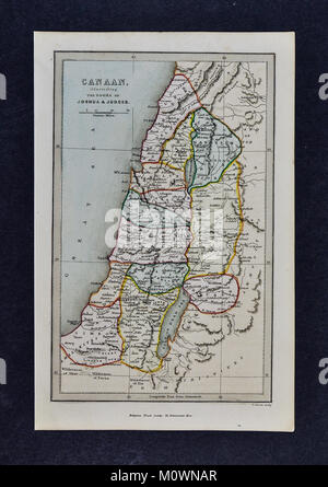 1799 La Bibbia Tract Society - Mappa di Canaan che illustra il Libro di Giosuè e giudici - Gerusalemme Israele Antico Testamento Foto Stock