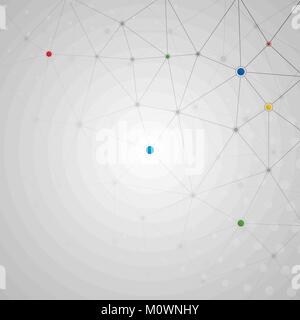 Illustrazione Vettoriale di linee connesse e i puntini con linea a rotondi. Rete globale di modello di connessione Illustrazione Vettoriale