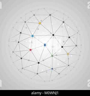 Illustrazione Vettoriale di linee connesse e punti rotondi. Rete globale di modello di connessione Illustrazione Vettoriale