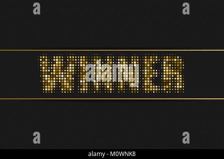 Vincitore golden halftone pubblicità segno con il modello geometrico per il tuo design Illustrazione Vettoriale