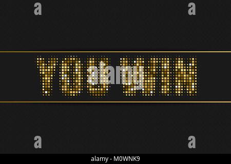 Vincete golden halftone pubblicità segno con il modello geometrico per il tuo design Illustrazione Vettoriale