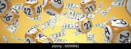 Immagine composita delle sfere di lotteria con numeri Foto Stock