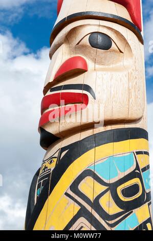 Canada,Yukon Territory,Carcross,Totem Pole Foto Stock