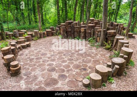 Francia,Somme,Amiens,l'hortillonnages sono vecchie paludi riempito per creare un mosaico di giardini galleggianti circondata da canali,Ile aux Fagots,paesaggio e creazioni visive durante l'arte,Città e del paesaggio festival organizzato dalla Casa della Cultura Foto Stock