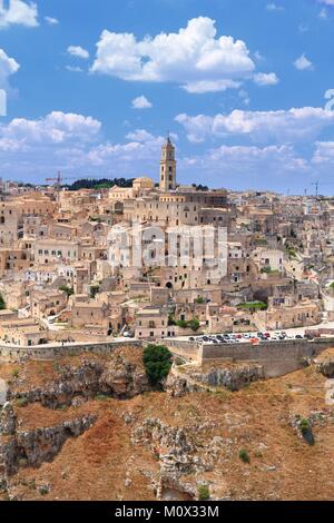 Matera, Italia. Quartieri sassi di roccia e grotta case. Foto Stock