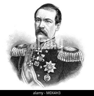 Conte Eduard von Ivanovich Totleben, 20 maggio 1818 Jelgava, Lettonia - 1 luglio 1884 a Bad Soden, era un German-Baltic generale dell'esercito russo e difensore della fortezza Sebastopoli, digitale dei file migliorata di una stampa originale del 19. secolo Foto Stock