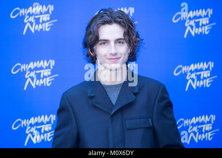 Roma, Italia. 24 gen 2018. Attore americano Timothée Chalamet Photocall a Roma del film "Chiamami col tuo nome' (Titolo originale: "mi chiamano per nome') Credito: Matteo Nardone/Pacific Press/Alamy Live News Foto Stock