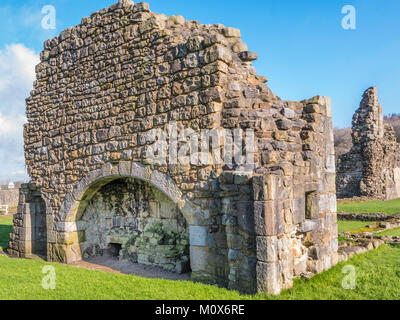 Rovine dell'abbazia cistercense, abbazia di Sawley, Sawley, Clitheroe, Ribble Valley, Lancashire - Historic County Palatine, Regno Unito, Foto Stock