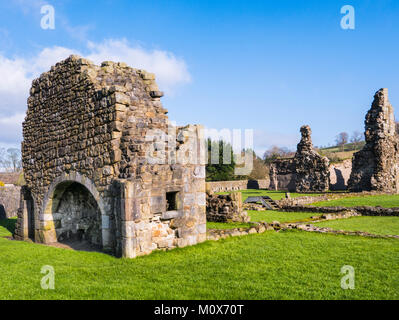 Rovine dell'abbazia cistercense, abbazia di Sawley, Sawley, Clitheroe, Ribble Valley, Lancashire - Historic County Palatine, Regno Unito, Foto Stock