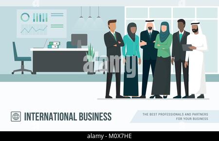 Araba musulmana la gente di affari in ufficio internazionale il concetto di business Illustrazione Vettoriale