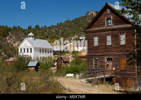 Silver City città fantasma nelle montagne di Idaho. Stati Uniti d'America Foto Stock