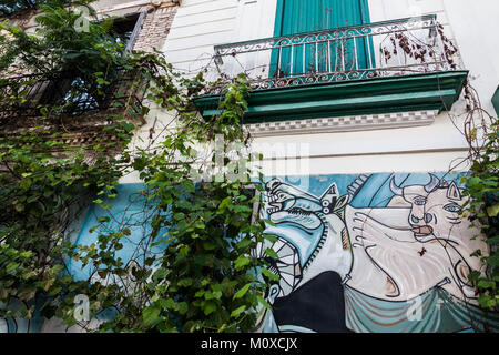 Politica arte di parete per le strade di Santa Clara, Cuba Foto Stock