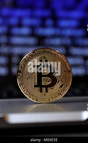 Pic mostra: Bitcoin 'monete' - coin rappresentazione del cryptocurrency Bitcoin monete souvenir Foto Stock