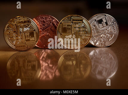 Pic mostra: Bitcoin 'monete' - coin rappresentazione del cryptocurrency Bitcoin monete souvenir Foto Stock