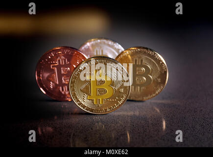 Pic mostra: Bitcoin 'monete' - coin rappresentazione del cryptocurrency Bitcoin monete souvenir Foto Stock