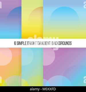 Gradiente dello sfondo impostare sei vivacemente colorato sfondi sfumati con round forme geometriche illustrazione vettoriale sfondo alla moda con colori delicati tran Illustrazione Vettoriale