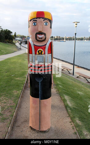 Bollard artwork da Jan Lennard a Geelong vicino a Melbourne Foto Stock