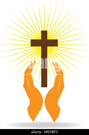 La fede mani vettore logo Illustrazione Vettoriale