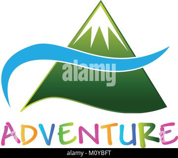 Avventura montagna verde logo immagine vettoriale Illustrazione Vettoriale