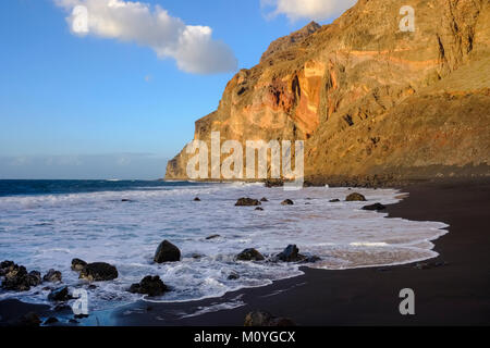 Spiaggia di sabbia nera,Playa del Ingles,Valle Gran Rey,La Gomera,Isole Canarie,Spagna Foto Stock