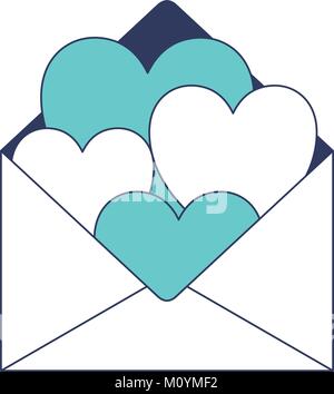 Involucro di carta con un cuore interno in colore blu sezioni silhouette Illustrazione Vettoriale