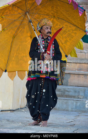 Tradizionali di Rajasthani durante un festival di Pushkar, Rajasthan, India Foto Stock