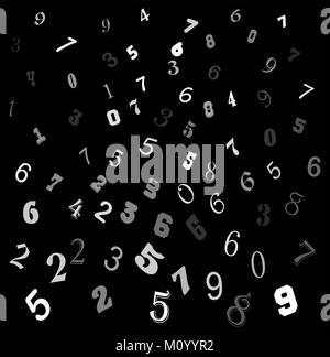 La caduta di figure bianche, matematica sfondo su sfondo nero Illustrazione Vettoriale