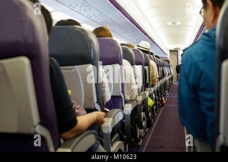 Incheon, Repubblica di Corea. 03Sep, 2015. Vista interna di Airbus A320-200 azionato da Peach Aviation (ANA). Foto da 03. Settembre 2015. | Utilizzo di credito in tutto il mondo: dpa/Alamy Live News Foto Stock