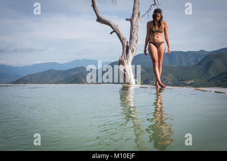 Hierve el Agua piscine, Oaxaca, Messico Foto Stock